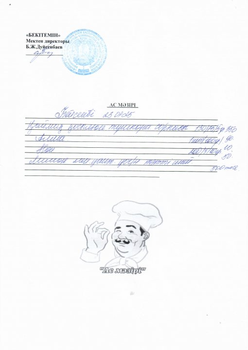 23.01.2025ж. Ас мәзірі