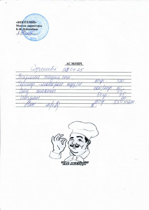 09.04.2025ж. ас мәзірі