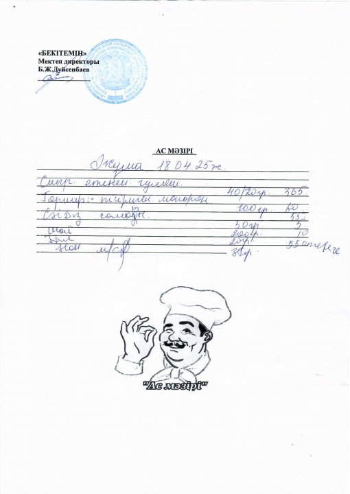 18.04.2025ж. ас мәзірі