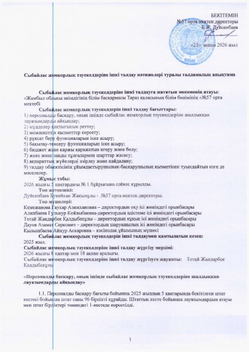 Сыбайлас жемқорлық тәуекелдерін ішкі талдау қортындылары бойынша енгізілген ұсынымдардың орындалуы туралы ақпарат дайындау арқылы сыбайлас жемқорлық құқық бұзушылықтар жасауға ықпал ететін себептер мен жағдайларды жою монторингі